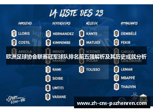 欧洲足球协会联赛冠军球队排名前五强解析及其历史成就分析