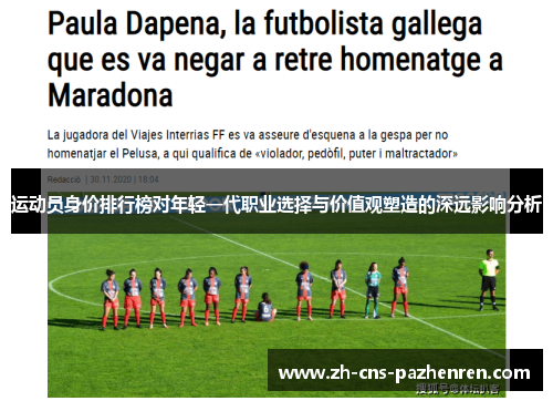 运动员身价排行榜对年轻一代职业选择与价值观塑造的深远影响分析